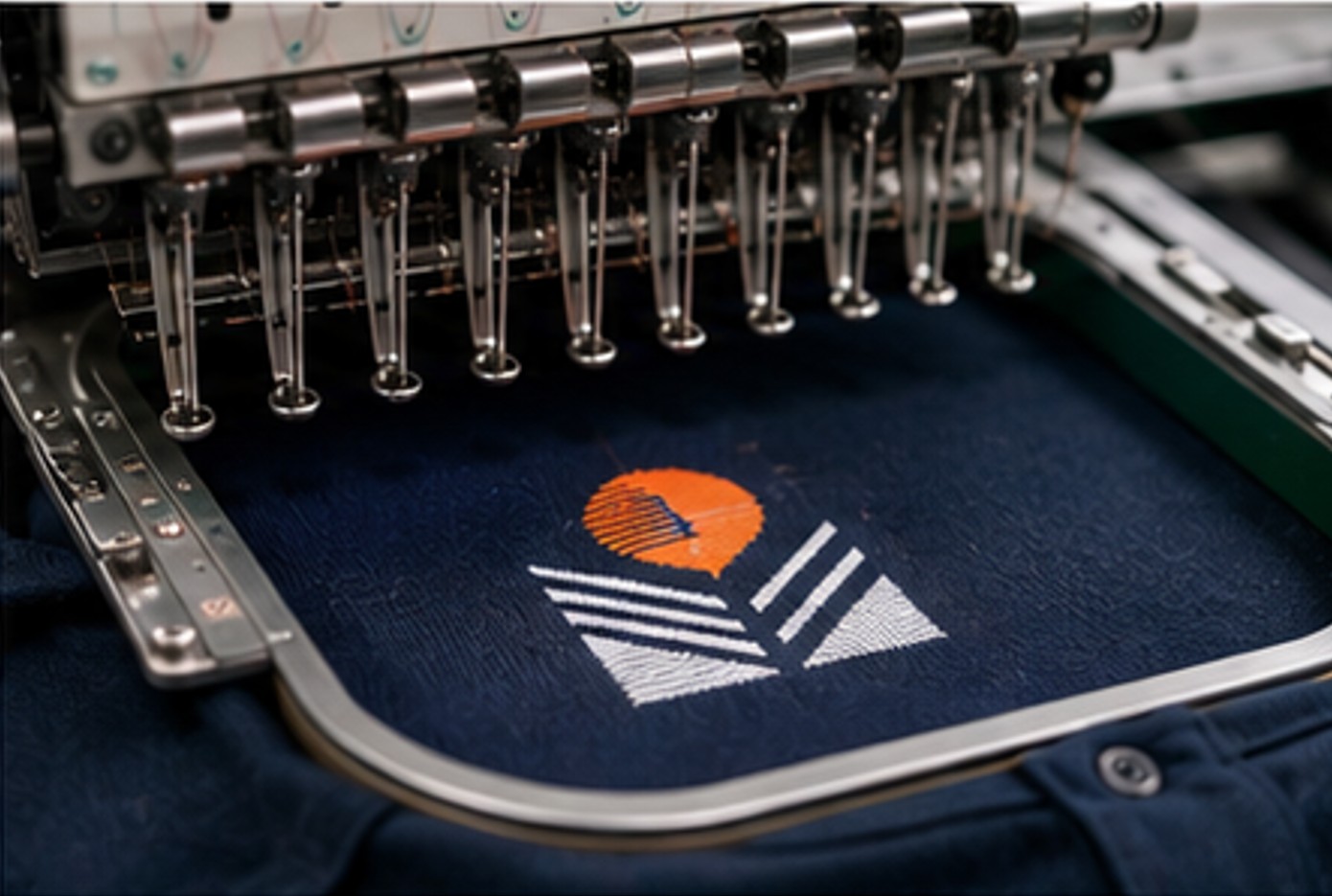 Detailaufnahme einer Stickerei auf Textil
